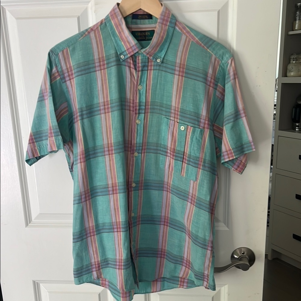 Vintage Colours by Alexander Julian Green, Pink plaid Button Down Shirt XL